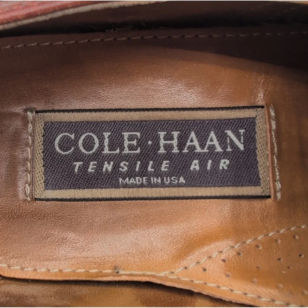Cole Haan Tensile Air Mens 8.5 Brown Leather Cap Toe Brogue Oxford Shoes Vintage